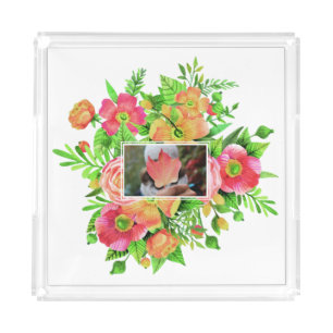 Your Photo in Flower Frame serving trays