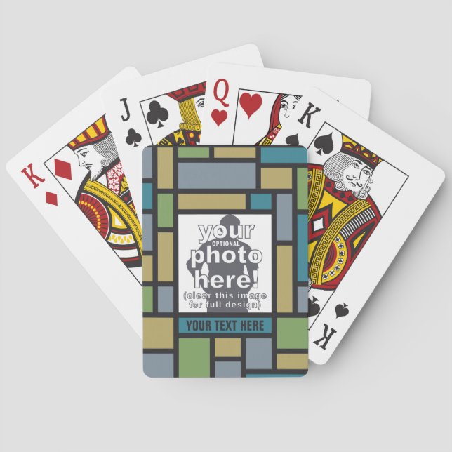 YOUR PHOTO in Geometric Pattern playing cards (Back)