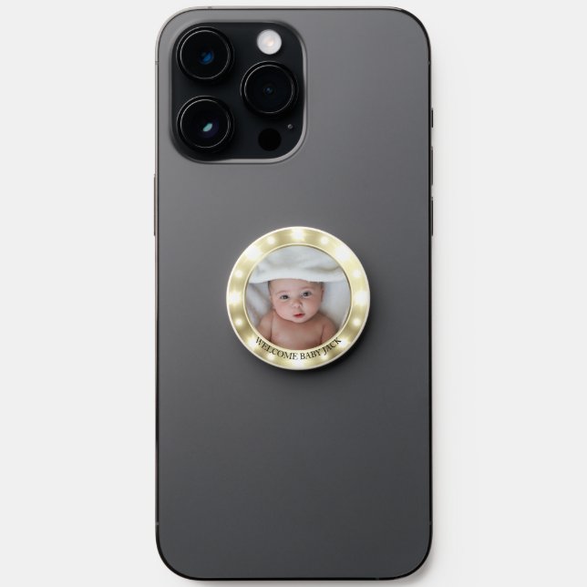 YOUR PHOTO in Gold Lights PopSocket (Front)