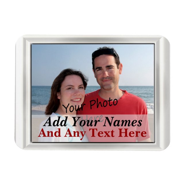 Your Photo In White Frame Look On Flexible Magnet (Horizontal)