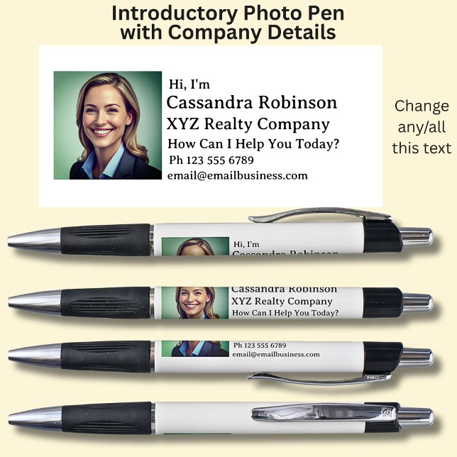 Your Photo & Introductory Details on White & Black Pen (Creator Uploaded)