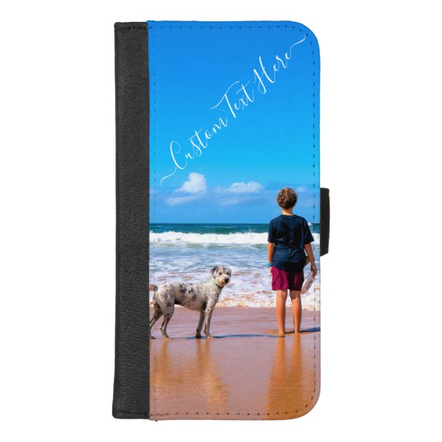 Your Photo iPhone Wallet Case with Custom Text (Front)