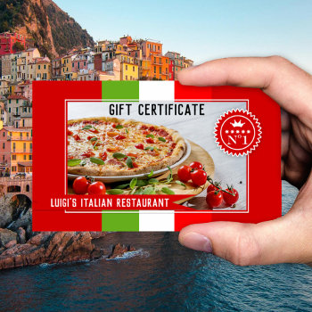 Your Photo Italian Restaurant Gift Certificate by sunnysites at Zazzle