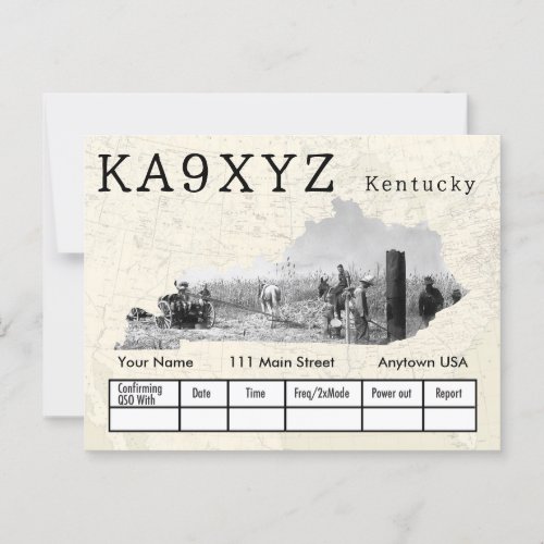 Your Photo Kentucky Shaped Cutout Custom QSL Postcard