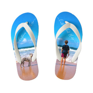 Your Photo Kid's Flip Flops with Custom Text Name