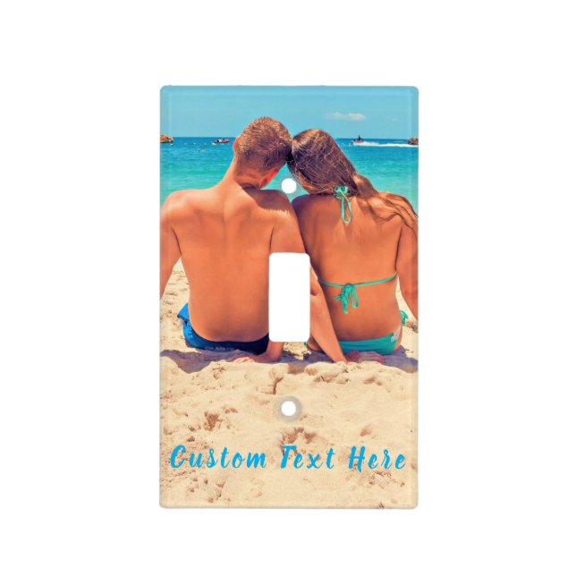Your Photo Light Switch Cover with Custom Text (Front)