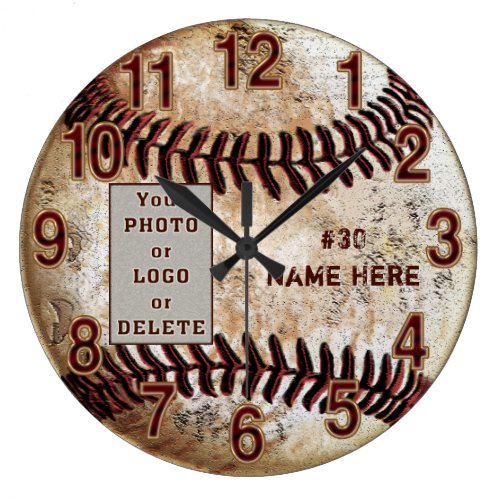 Your Photo, Logo Personalized Baseball Wall Clock