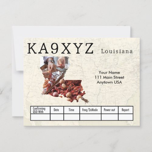 Your Photo Louisiana Shaped Cutout Custom QSL Postcard