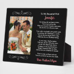 Your Photo Love Poem To My Wife From Husband Plaque at Zazzle