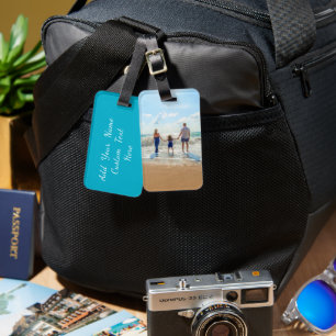 Your Photo Luggage Tag with Custom Text Name