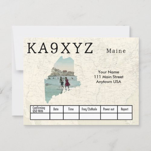 Your Photo Maine Shaped Cutout Custom QSL Postcard