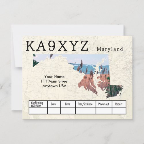 Your Photo Maryland Shaped Cutout Custom QSL Postcard