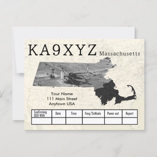 Your Photo Massachusetts Shaped Cutout Custom QSL Postcard