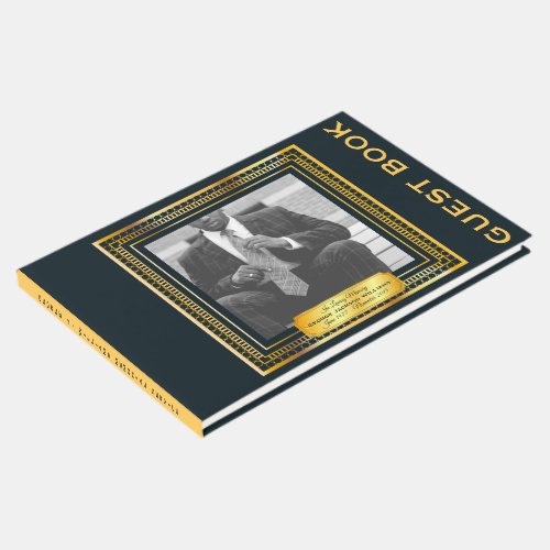 Your Photo Memorial Service Elegant Gold Frame Guest Book
