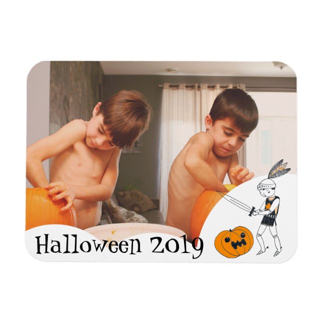 Your photo memories cute knight Halloween frame Magnet (Horizontal)
