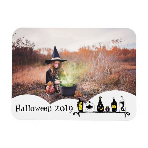Your photo memories cute witchy Halloween frame Magnet