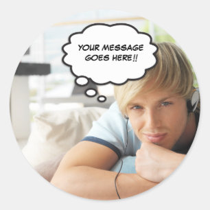 Your Photo Message Fun Retro Comic Book Pop Art Classic Round Sticker