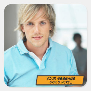 Your Photo Message Fun Retro Comic Book Pop Art Square Sticker