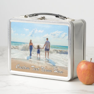 Your Photo Metal Lunch Box Gift with Custom Text