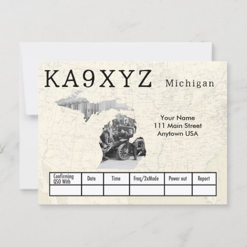 Your Photo Michigan Shaped Cutout Custom QSL Postcard