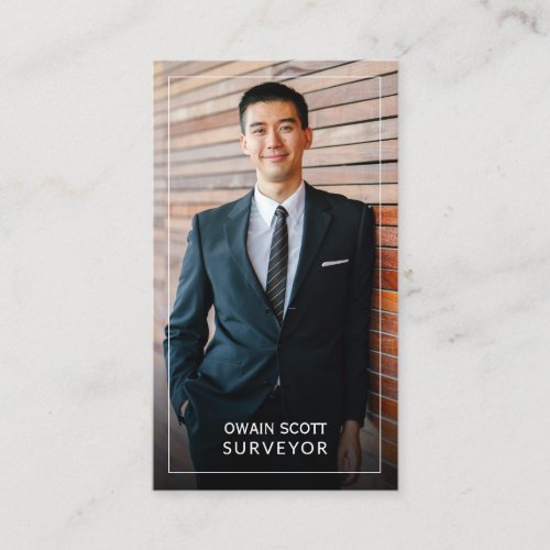 Your photo minimal modern white frame color busin business card