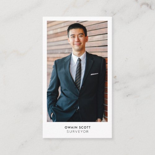 Your photo minimal modern white frame color business card