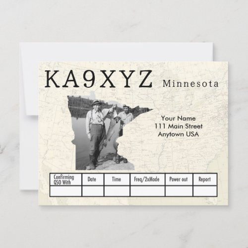 Your Photo Minnesota Shaped Cutout Custom QSL Postcard
