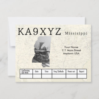 Your Photo Mississippi Shaped Cutout Custom QSL Postcard