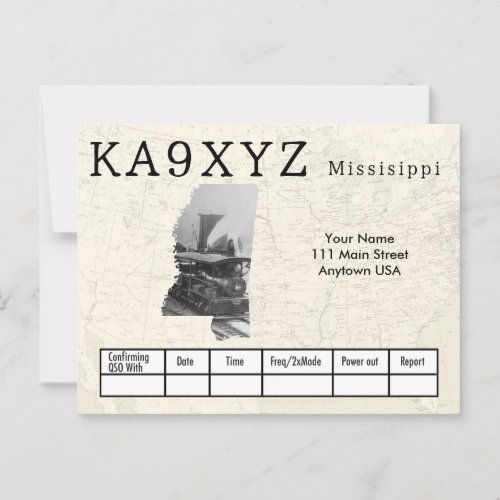 Your Photo Mississippi Shaped Cutout Custom QSL Postcard