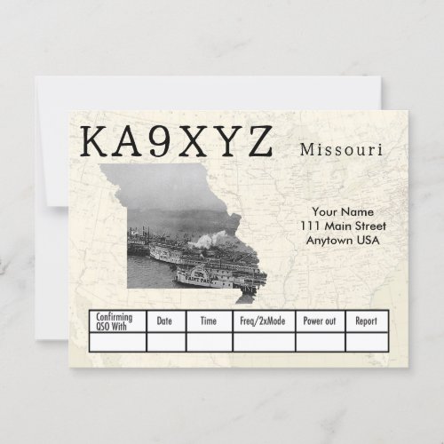 Your Photo Missouri Shaped Cutout Custom QSL Postcard