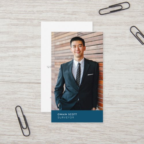 Your photo modern blue title business card