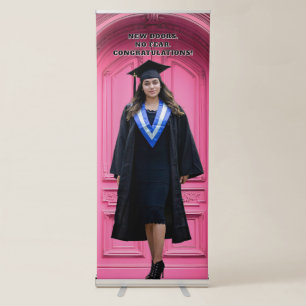 Your Photo Modern Pink Graduation  Retractable Banner