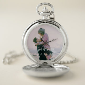 Your Photo Monogram Names Date Wedding Keepsake Pocket Watch