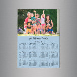 Your Photo Name 2025 Calendar Light Blue Magnet<br><div class="desc">Keep the people or pets you love nearby with a customizable 2025 calendar magnet card. Replace the sample photo and name with your own in the sidebar. The custom text is in a modern black script font. Below it is a small black calendar on a light blue background. Makes a...</div>