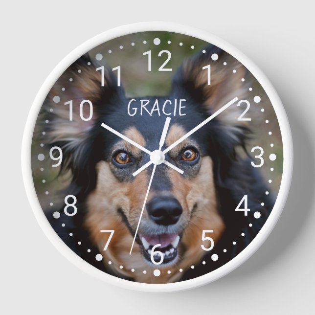 Your Photo & Name & Any Color Numbered Clock Face (Front)