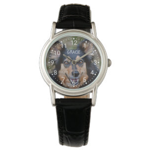 Your Photo & Name & Any Color Numbered Clock Face Watch