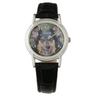 Your Photo &amp; Name &amp; Any Color Numbered Clock Face Watch