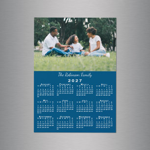 Your Photo Name Blue 2027 Calendar Magnet