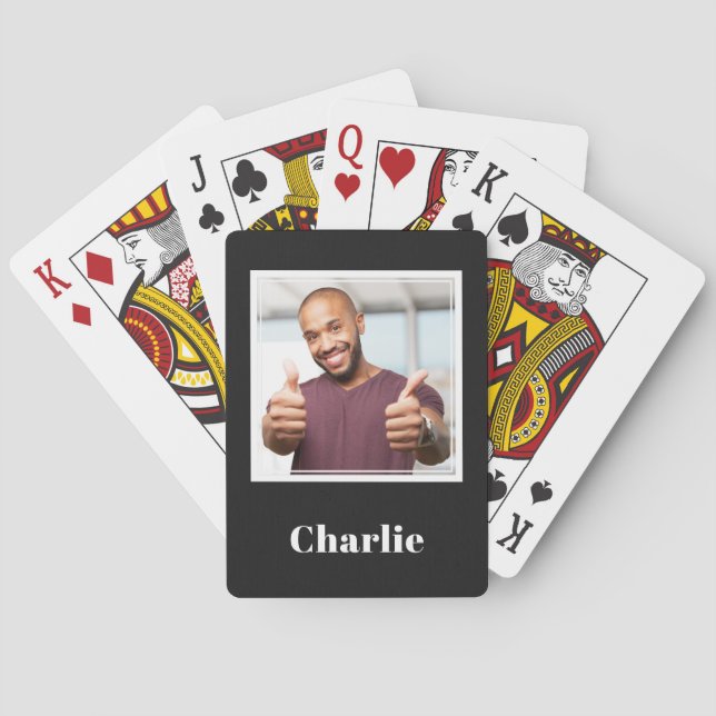 YOUR Photo, Name & Color playing cards (Back)