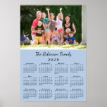 Your Photo Name Custom Light Blue 2025 Calendar Poster<br><div class="desc">Keep the people you love nearby with a personalized 2025 calendar poster. Replace the sample photo and name with your own in the sidebar. The custom text is in a modern black script font. Below it is an easy to read black 2025 calendar on a light blue background. Calendar design...</div>