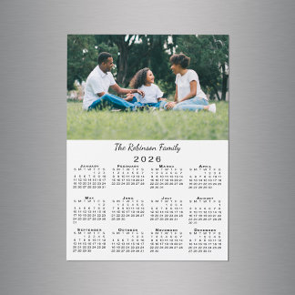 Your Photo Name Customizable 2026 Calendar Magnet