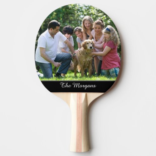 Your Photo  Name or Message in White Script Ping Pong Paddle