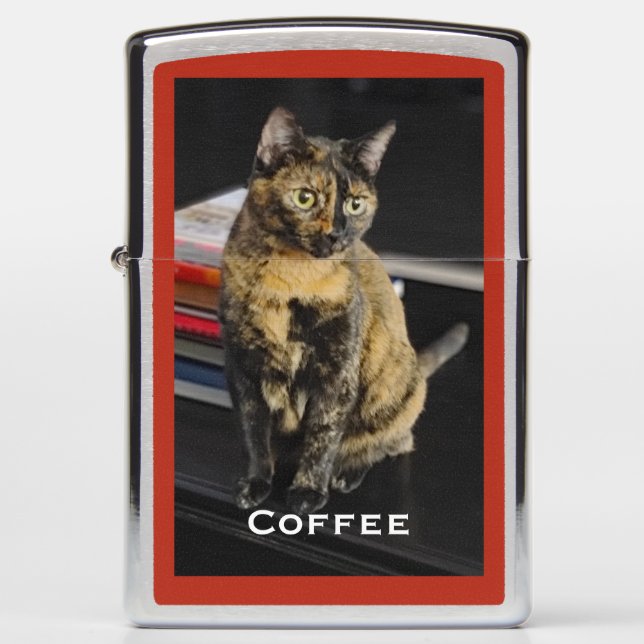 Your Photo, Name, Red Background,  Zippo Lighter (Front)