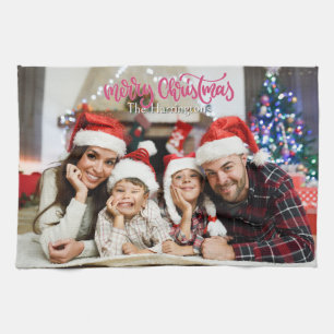YOUR Photo & Name(s) Christmas Kitchen Towel