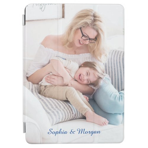 Your Photo  Names in Blue Script iPad Air Cover