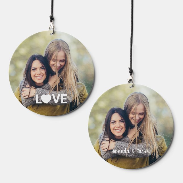 YOUR Photo & Names Love Wind Chime (Front & Back)