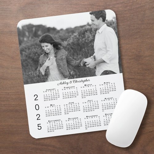 Your Photo Names Personalized 2025 Calendar Mouse Pad