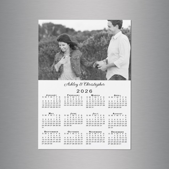 Your Photo Names Personalized 2026 Calendar Magnet (Your Photo Names Personalized 2026 Calendar Magnet in situ)