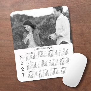 Your Photo Names Personalized 2027 Calendar Mouse Pad