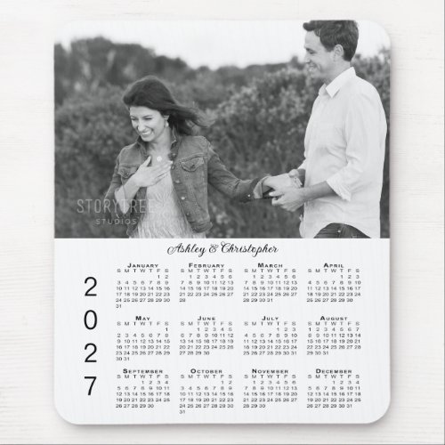 Your Photo Names Personalized 2027 Calendar Mouse Pad